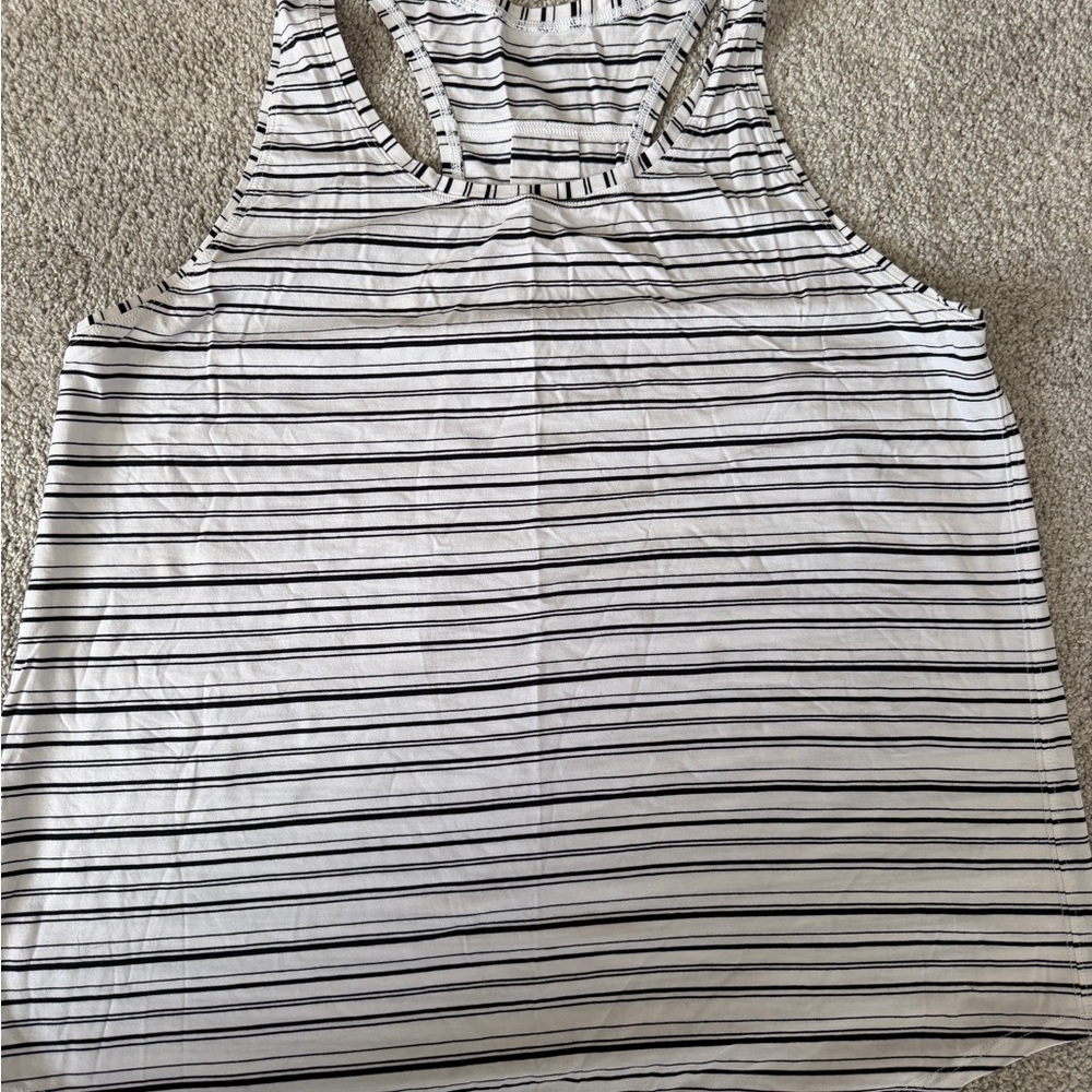 Lululemon Athletica Black and White Striped Tank Top
